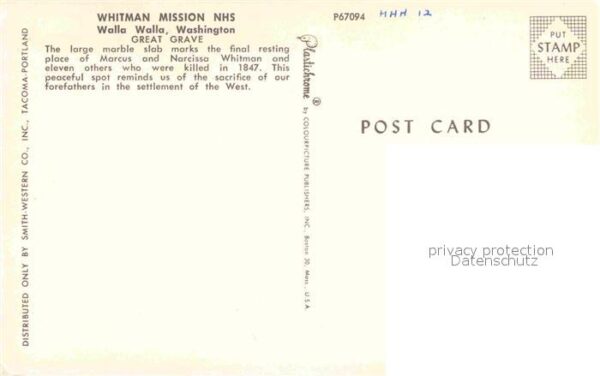 Washington DC Whitman Mission NHS Walla Walla Great G – Bild 2