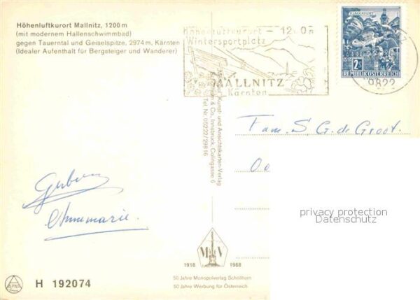 Mallnitz Kaernten gegen Tauerntal und Geiselspitze – Bild 2