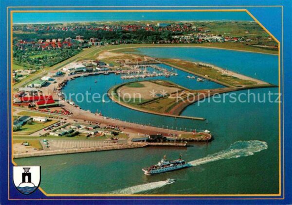 Norderney Nordseebad Fliegeraufnahme mit Hafen