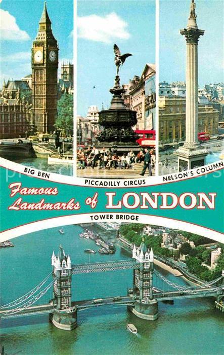 London Big Ben Piccadilly Circus Nelsons Colum