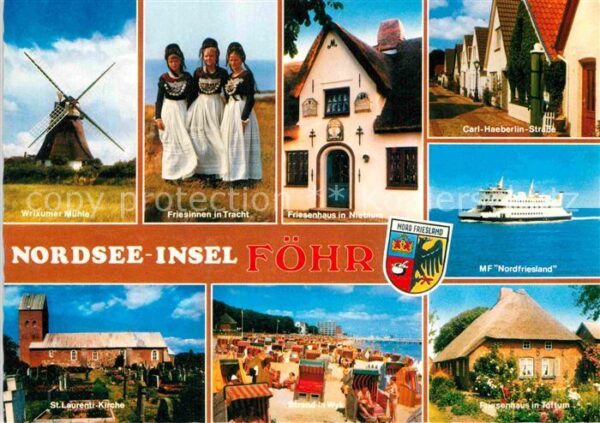 Insel Foehr Wrixumer Mühle Friesinnen in Tracht Fri