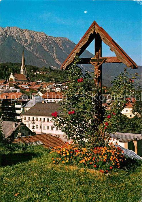 Imst Tirol Teilansicht mit Wegekreuz