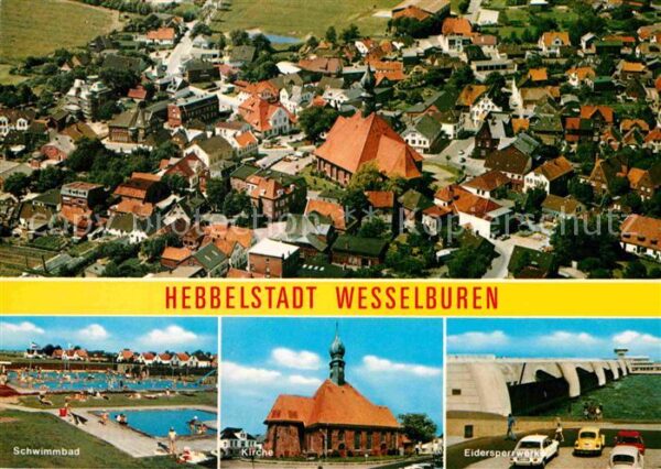 Wesselburen Fliegeraufnahme Schwimmbad Kirche Eider