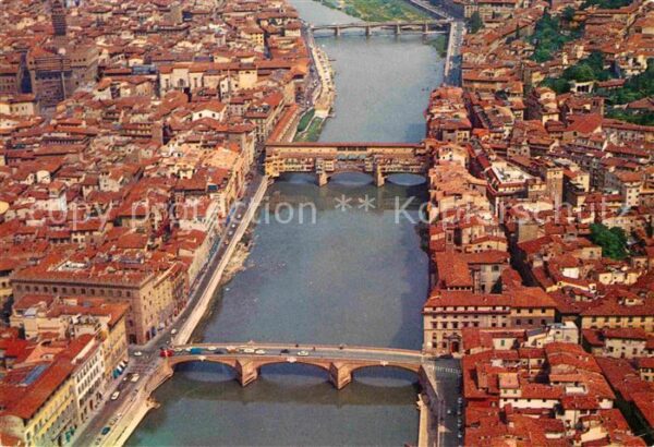 Firenze Florenz Veduat aerea dell Arno e i ponti