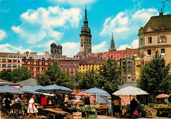 Muenchen Viktualienmarkt Frauenkirche Peterskirc