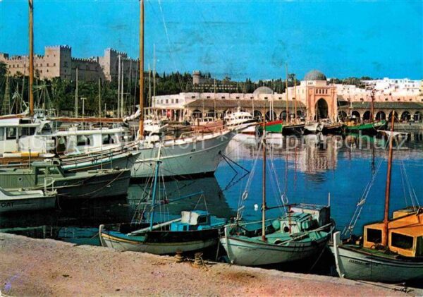 Rhodos Rhodes Aegaeis Hafenpartie Neuer Markt