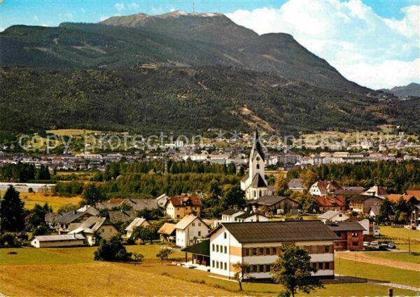Villach Kaernten Panorama Kirche Maria Gail mit Dobratsc