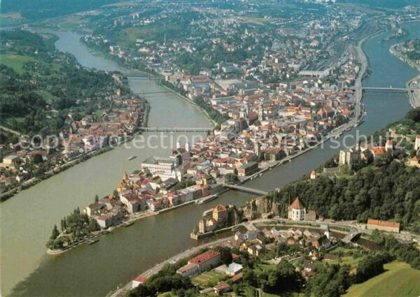 Passau Fliegeraufnahme Donau Inn Ilz