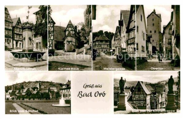 Bad Orb Marktbrunnen Kleines Haus Fachwerk Meis