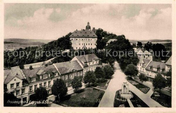 Frauenstein Sachsen Ortsansicht mit Schloss