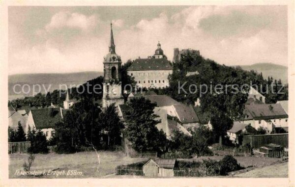 Frauenstein Sachsen Ortsansicht mit Kirche und Schloss Burg
