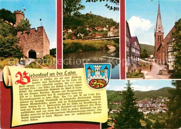 Biedenkopf Burg Partie an der Lahn Kirche Wappen G