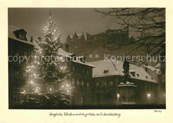 Heidelberg Neckar Winter Nachtaufnahme Schloss