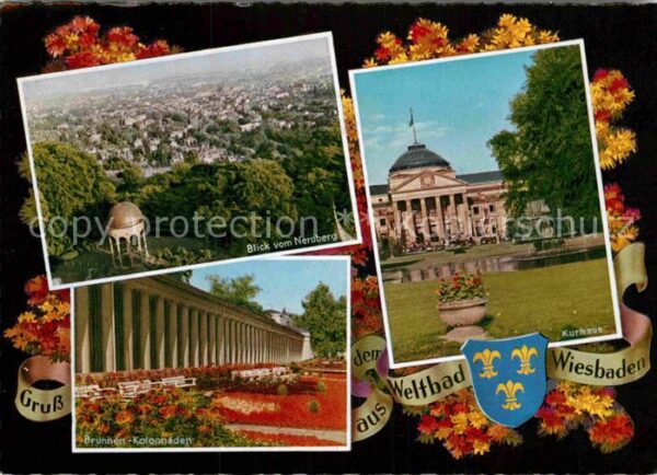 Wiesbaden Blick vom Neroberg Kurhaus Brunnen Kolo