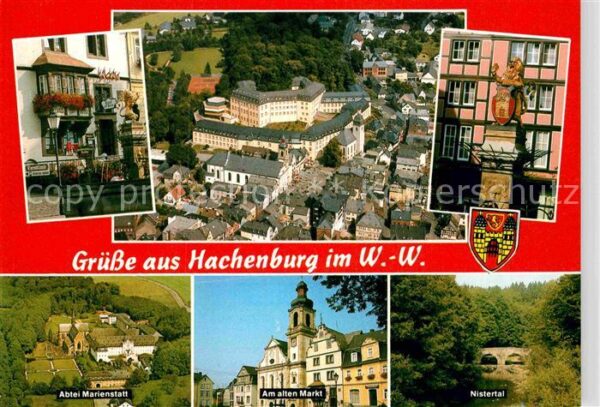Hachenburg Westerwald Panorama Abtei Marienstatt alter Markt