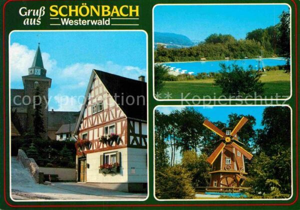 Schoenbach Dillkreis Mühle Schwimmbad Kirche Fachwerkhaus