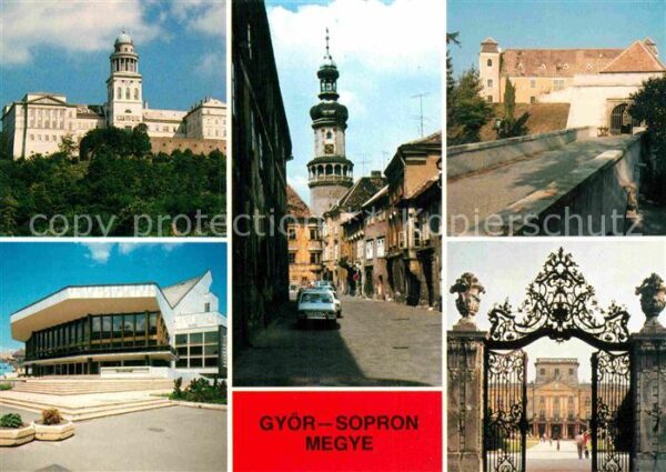Gyoer Schloss Kirche Tor Stadtansichten