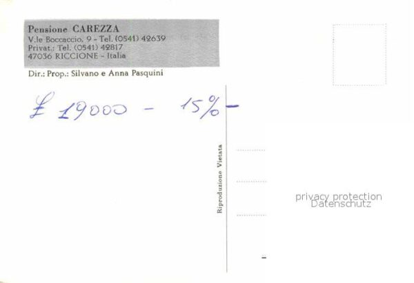 Riccione Pension Carezza Terrasse Speiseraum – Bild 2