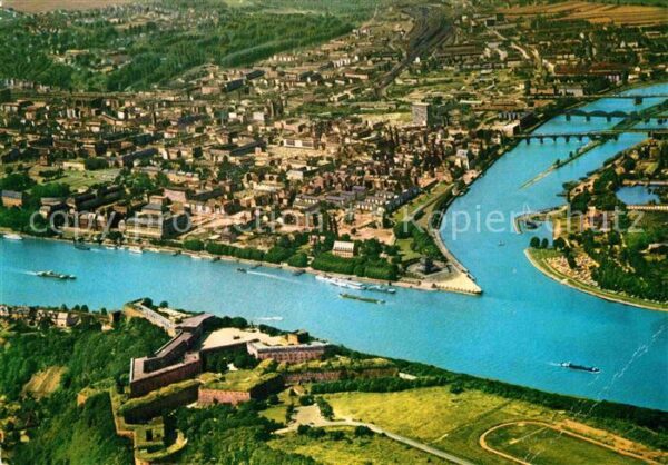 Koblenz Rhein Fliegeraufnahme Mündung Mosel Rhein Deu