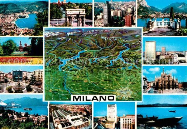 Milano Landkarte Fliegeraufnahme Scala Brunnen