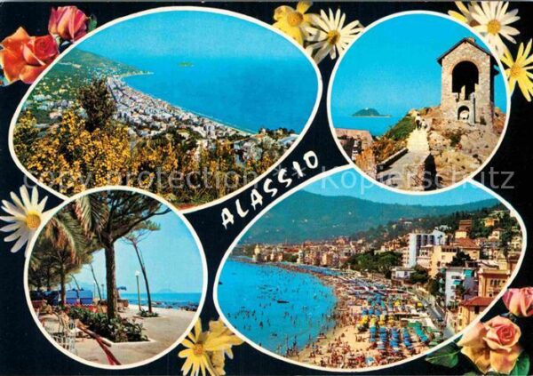 ALASSIO Savona Liguria IT Panorama Strand Kirche Promenade