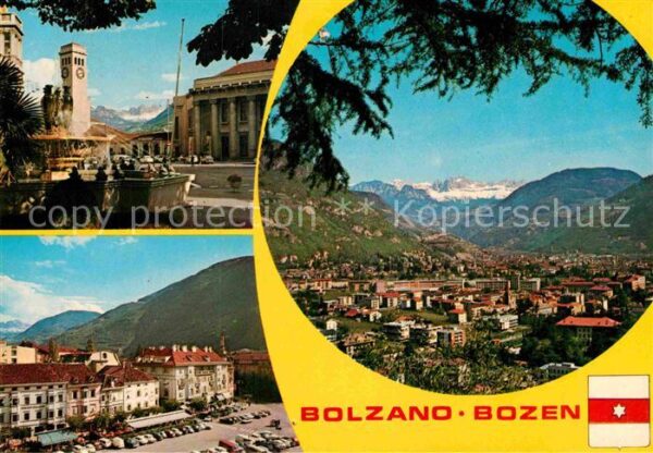 Bozen Suedtirol Panorama Brunnen Marktplatz