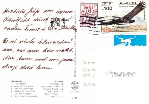 Jerusalem Yerushalayim Zitadelle Dom Klagemauer Kennedy Denkma – Bild 2