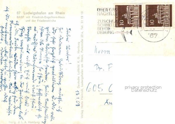 Ludwigshafen Rhein BASF Friedrich Engelhorn Haus Friedensk – Bild 2