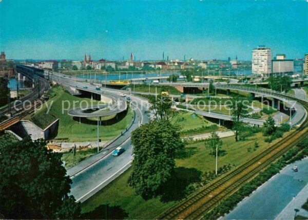 Mannheim Fliegeraufnahme Rheinbrückenaufffahrt