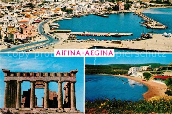 Aegina Egina Fliegeraufnahme Tempel Strand