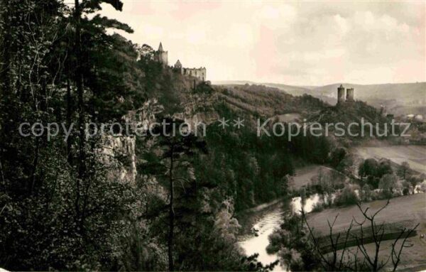 Bad Koesen Panorama mit Rudelsburg und Burg Saalec