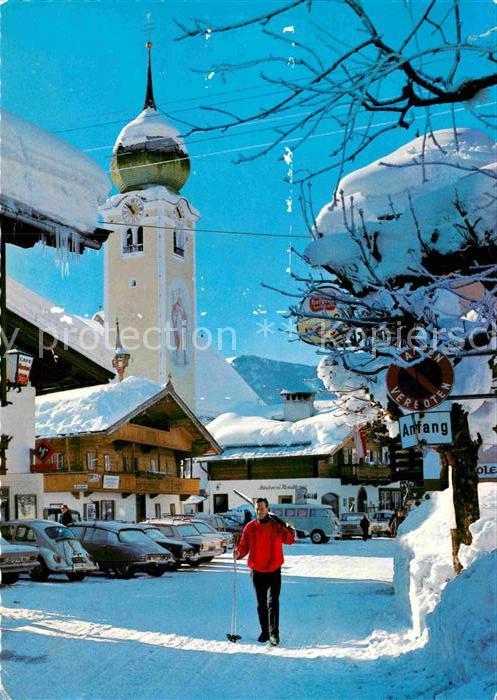 Westendorf Tirol Ortsmotiv mit Kirche im Winter Schipara