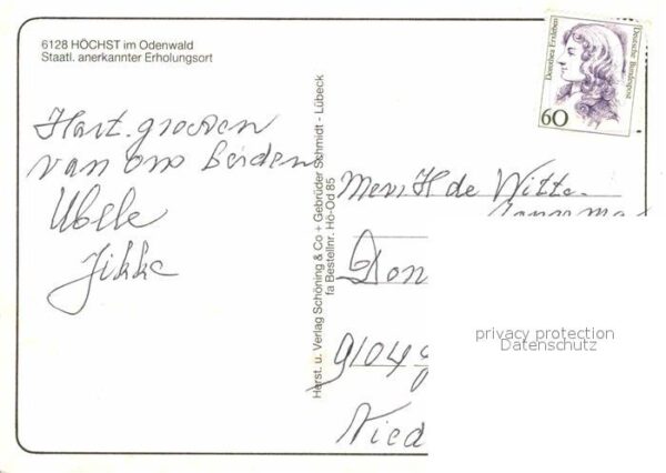 Hoechst Odenwald Ortsmotiv mit Kirche Schule Panorama – Bild 2