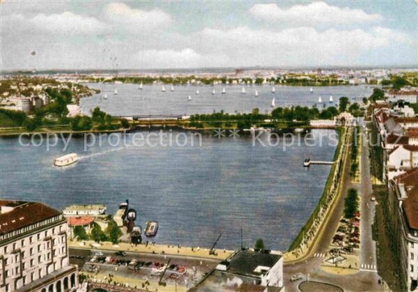 Hamburg Binnen und Aussenalster mit Lombardsbrü