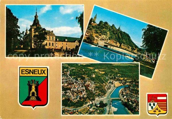 Esneux Kirche Partie am Fluss Fliegeraufnahme