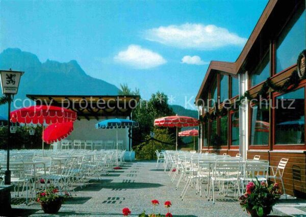 Fuessen Allgaeu Bootshafen Restaurant am Forggensee Ter
