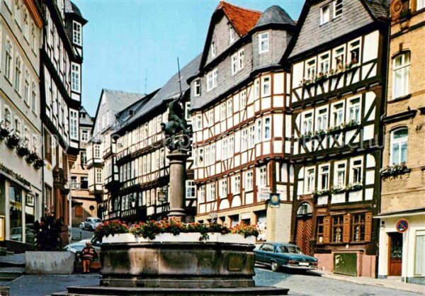 Marburg Lahn Marktbrunnen Altstadt Fachwerkhäuser