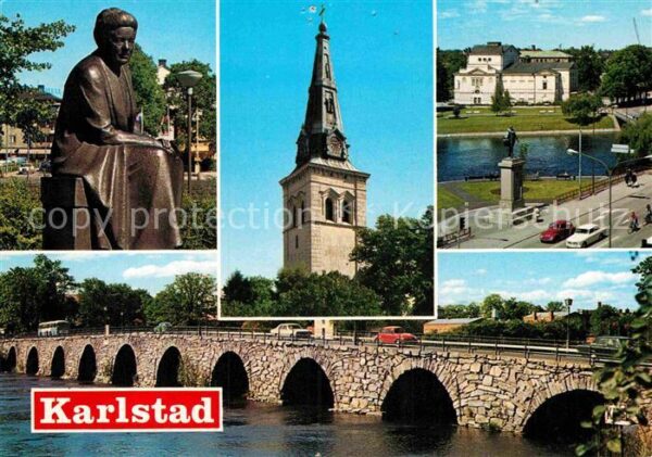 Karlstad Varmlands Lan Denkmal Kirchturm Brücke