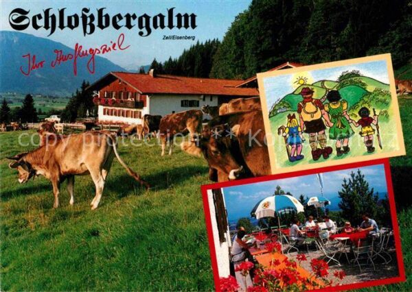 Zell Allgaeu Schlossberg Alm Kühe Gaststätte Terrass