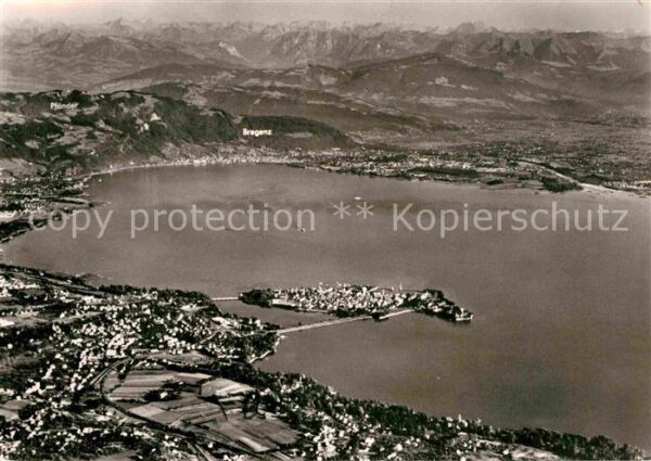 Lindau Bodensee Bregenzer Bucht Alpenkette Fliegeraufna