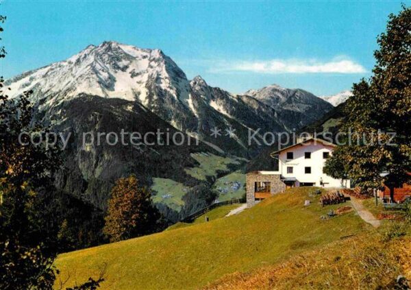 Mayrhofen Zillertal Berggasthaus Steinerkogel gegen Grünber