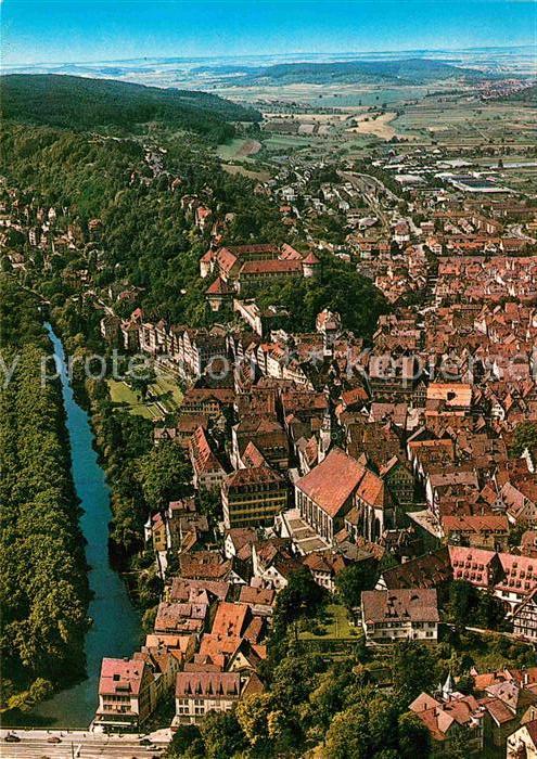 Tuebingen Blick von Osten auf die Innenstadt Schl