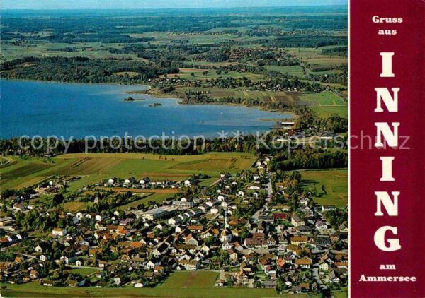 Inning Ammersee mit Blick auf Stegen Fliegeraufnahme