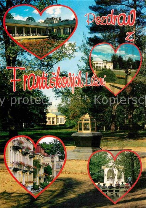Franzensbad Boehmen Kurhotel Kolonnade Statue Bäder Musikpa
