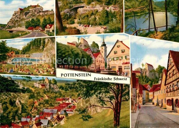 Pottenstein Oberfranken Teilansichten mit Burg See Felsen Fränk