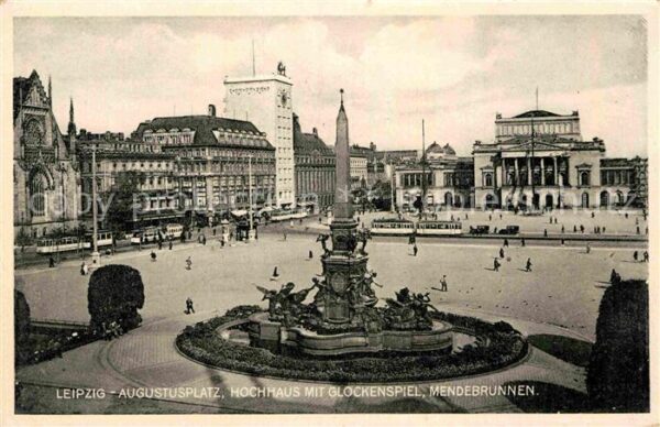 Strassenbahn Leipzig Augustusplatz Hochhaus Glockens
