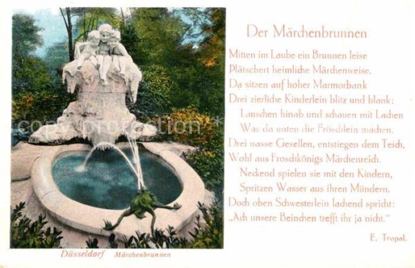 Gedicht auf AK Der Märchenbrunnen E. Tropal Düsseldorf