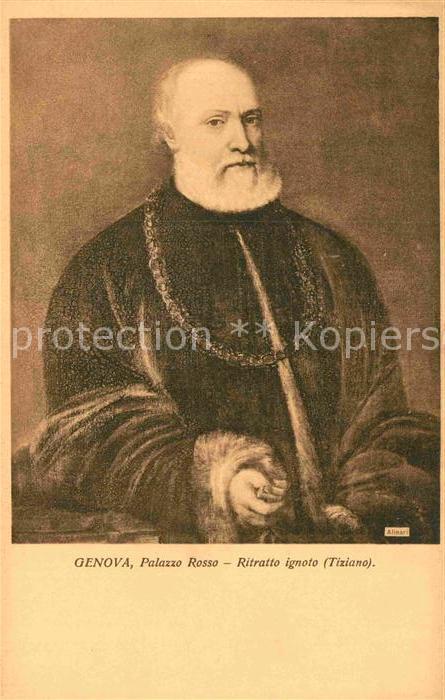 Kuenstlerkarte Alte Kuenstler Tiziano Ritratto ignoto Genova Palazzo