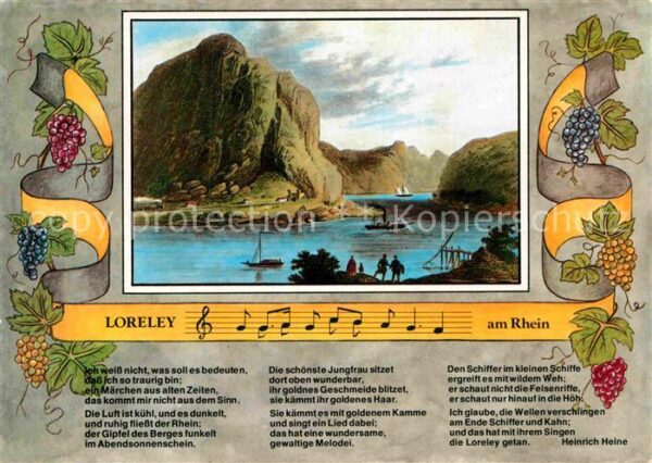Liederkarte Loreley am Rhein Heinrich Heine Stahlst