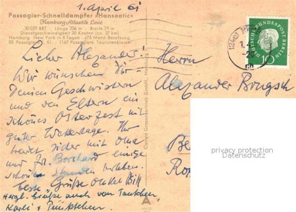 Dampfer Oceanliner Passagier-Schnelldampfer Hanseatic Hamb – Bild 2